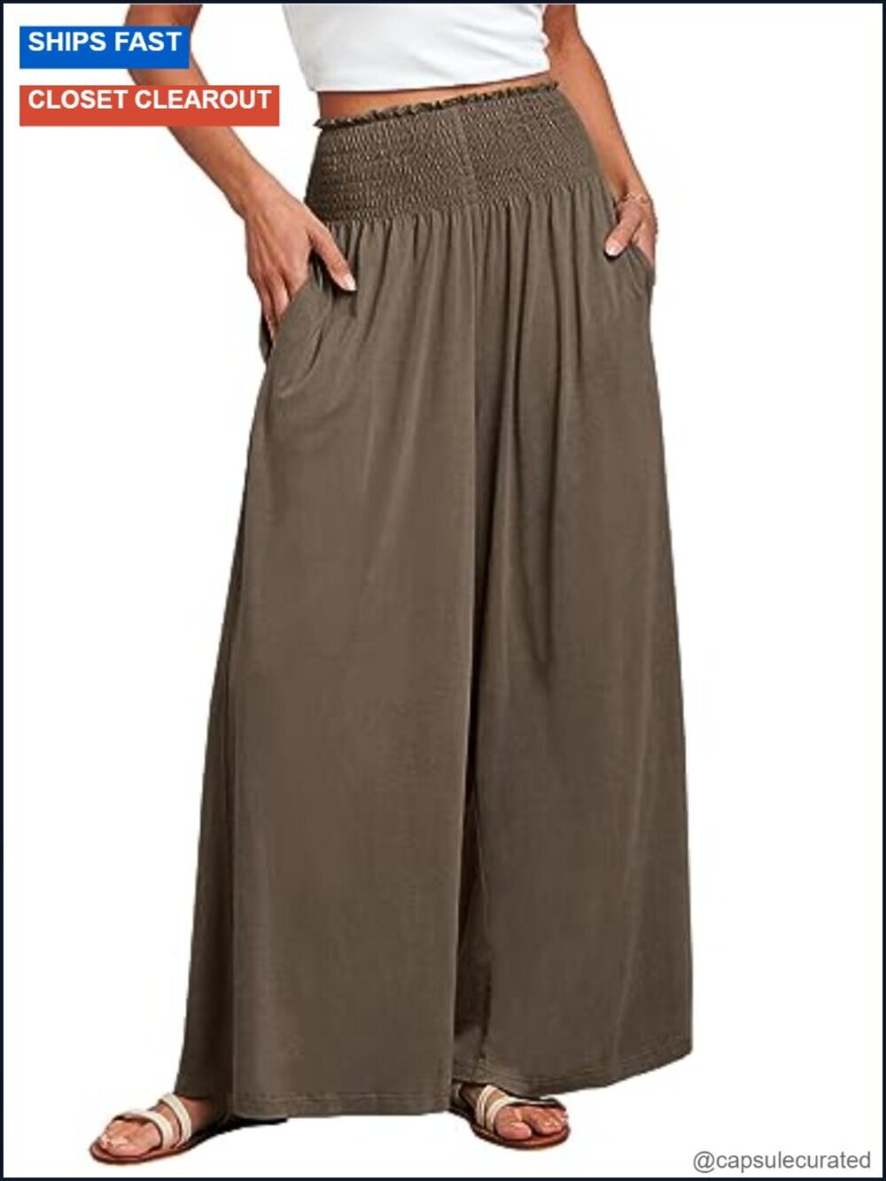 Wide Leg High Waisted Palazzo Pants with Pockets